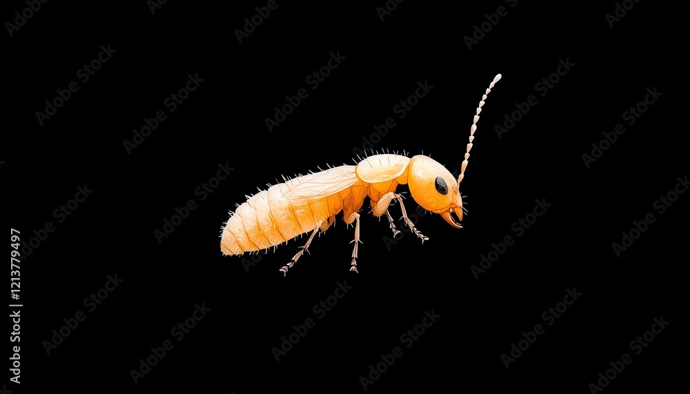 Close-up view of a vibrant orange insect displaying intricate details against a solid black background Close-up view of a vibrant orange insect displaying intricate details against a solid black background