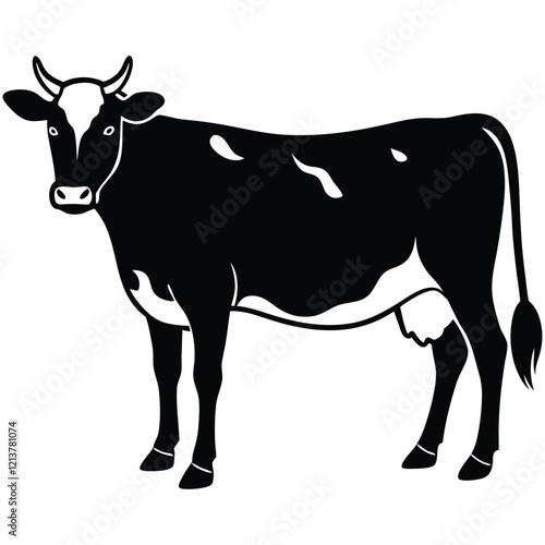 silhouette of a cow vector art illustration photo