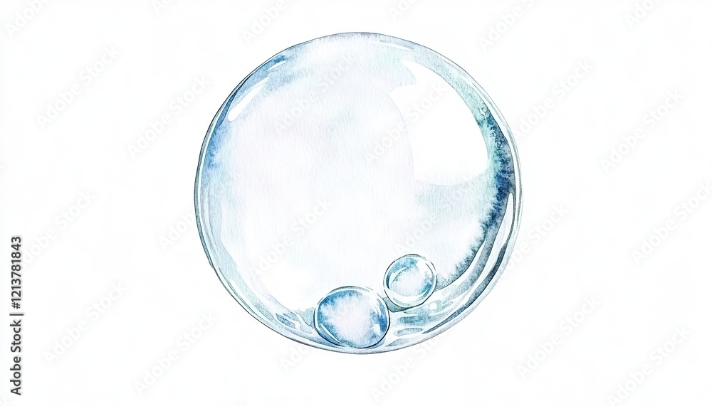 custom made wallpaper toronto digitalA delicate watercolor illustration of a transparent soap bubble, capturing its reflective surface and light play