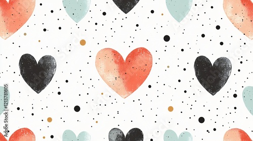 Wallpaper Mural Watercolor hearts pattern, romantic design, background texture, Valentine's Day card Torontodigital.ca