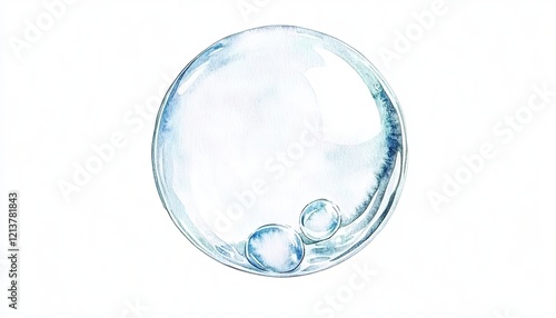 Wallpaper Mural A delicate watercolor illustration of a transparent soap bubble, capturing its reflective surface and light play Torontodigital.ca