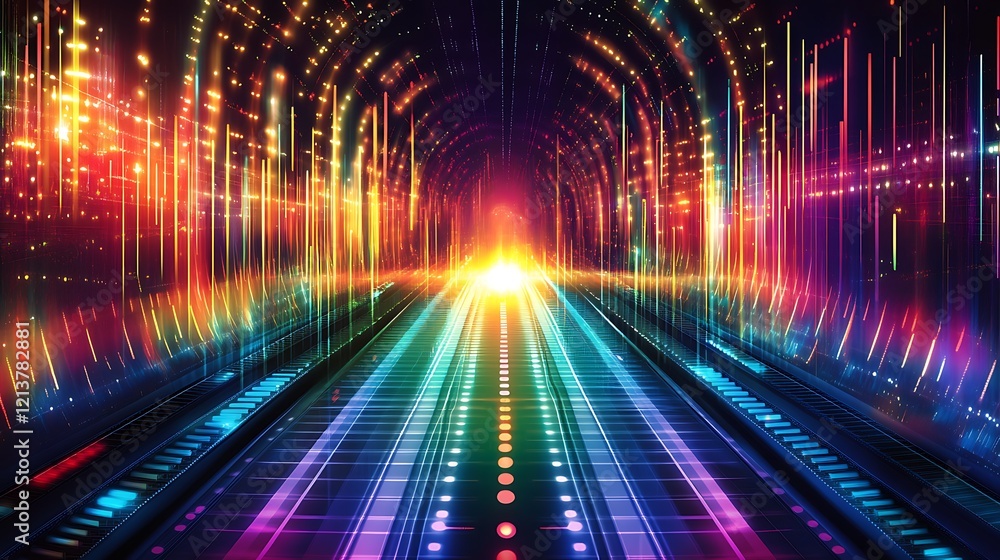 Fototapeta premium Vibrant Neon Lights Illuminate Futuristic Pathway