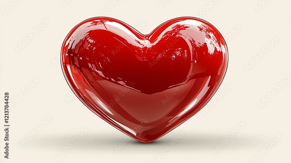 Shiny red heart, Valentine's Day, love symbol, simple background, romantic card Shiny red heart, Valentine's Day, love symbol, simple background, romantic card