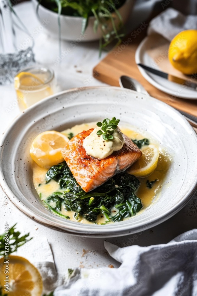 Rustic salmon pie with lemon spinach cream perfect for a cozy meal Rustic salmon pie with lemon spinach cream perfect for a cozy meal