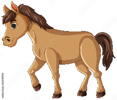 Cartoon Horse with Brown Mane