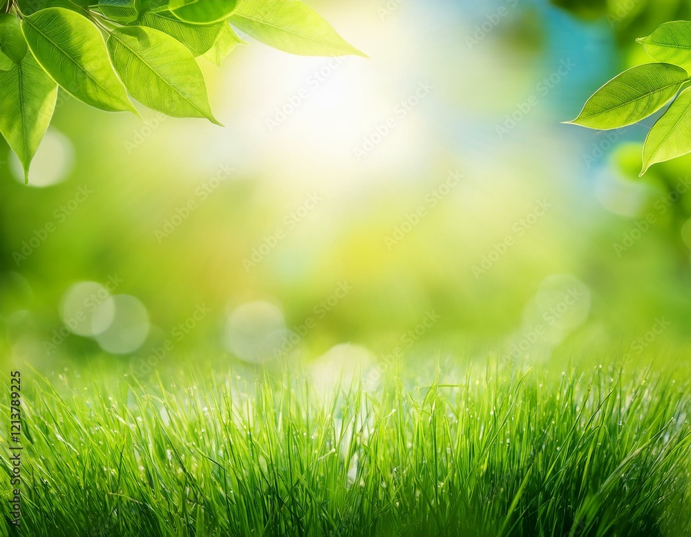 green spring abstract blurred background with sun and lights green spring abstract blurred background with sun and lights
