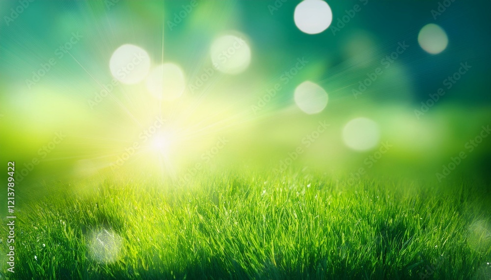 green spring abstract blurred background with sun and lights green spring abstract blurred background with sun and lights