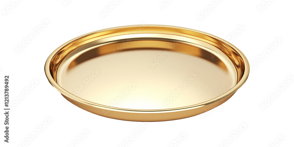Empty Golden Dish Isolated on White Background. Realistic 3D Render. Empty Golden Dish Isolated on White Background. Realistic 3D Render.