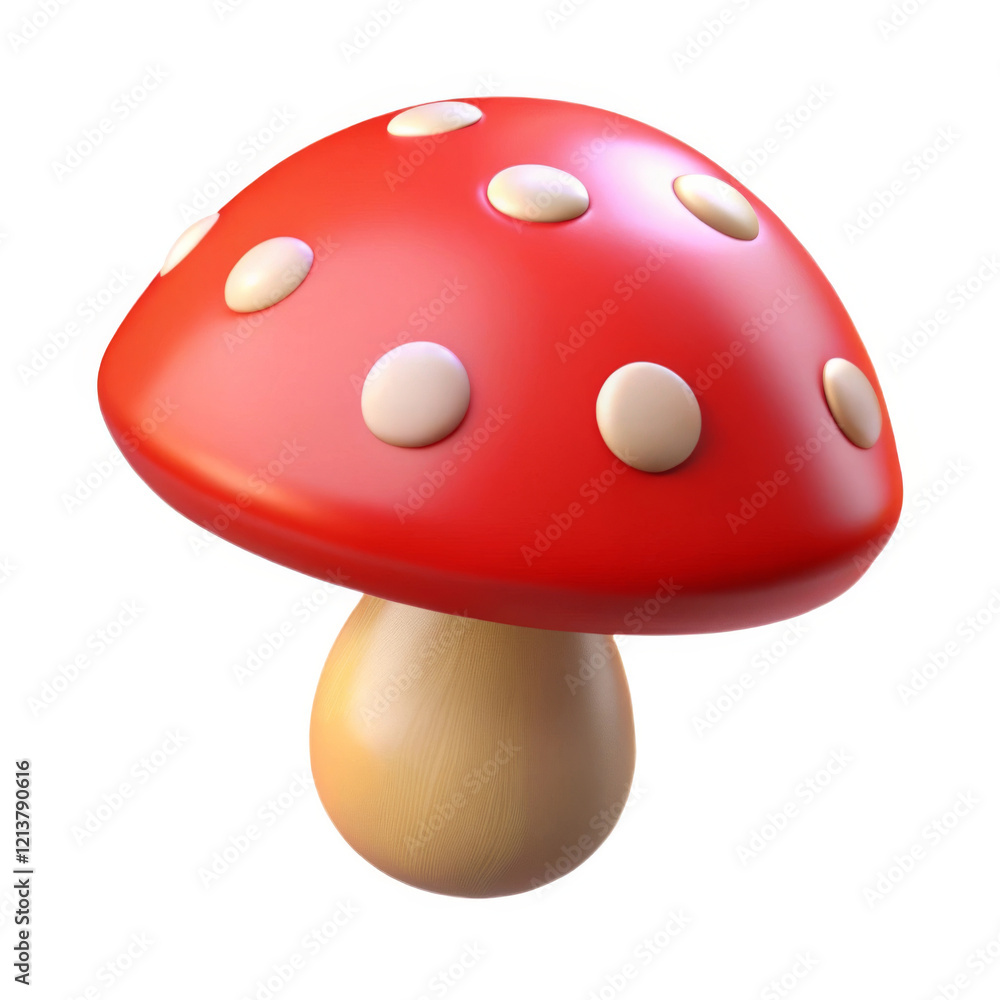 vibrant red mushroom with white spots and smooth beige stem, isolated on white vibrant red mushroom with white spots and smooth beige stem, isolated on white