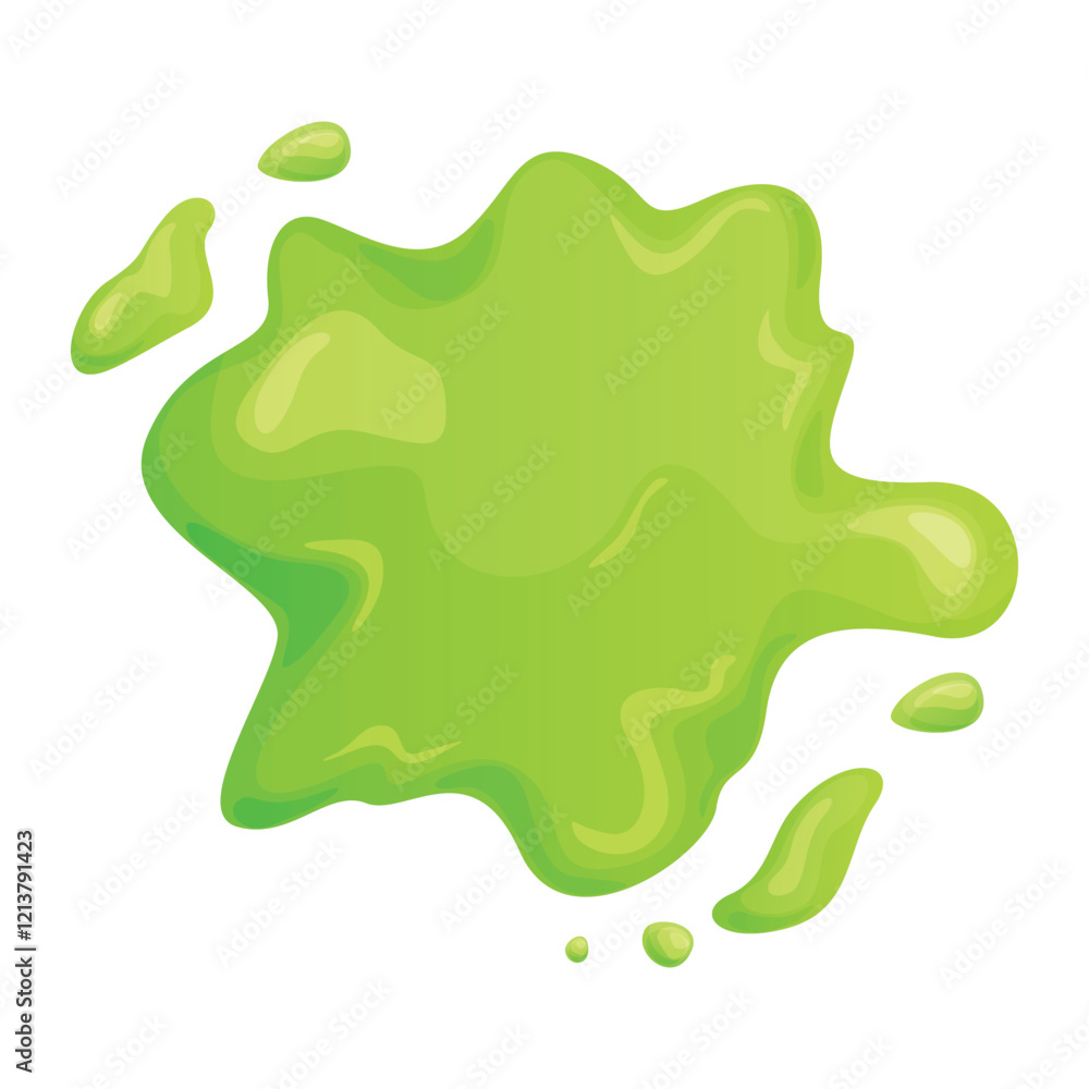 Cartoon splashes of green slime isolated on white background, perfect for various creative designs Cartoon splashes of green slime isolated on white background, perfect for various creative designs