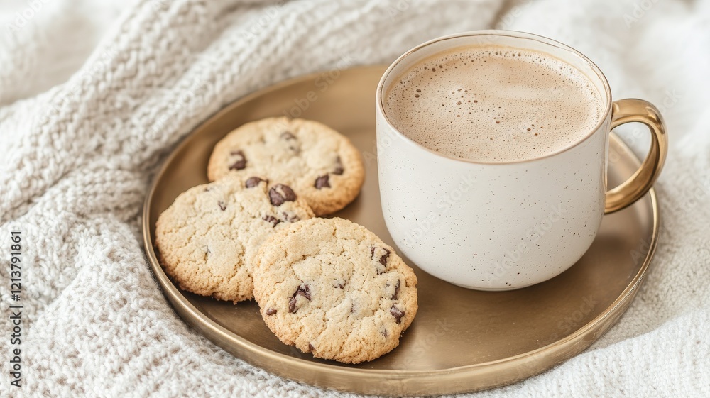 cup of coffee with cookies cup of coffee with cookies