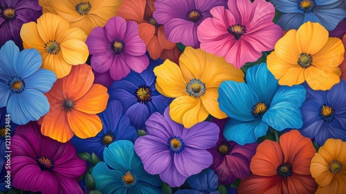 Wallpaper Mural Vibrant Floral Tapestry A Symphony of Colorful Blooms Torontodigital.ca