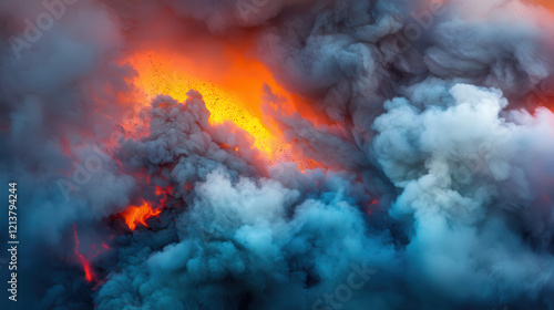 Wallpaper Mural dramatic scene of volcanic activity with fiery lava and thick smoke creating powerful and intense atmosphere Torontodigital.ca