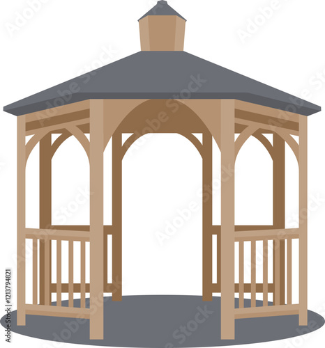Wooden Gazebo Graphic Illustration