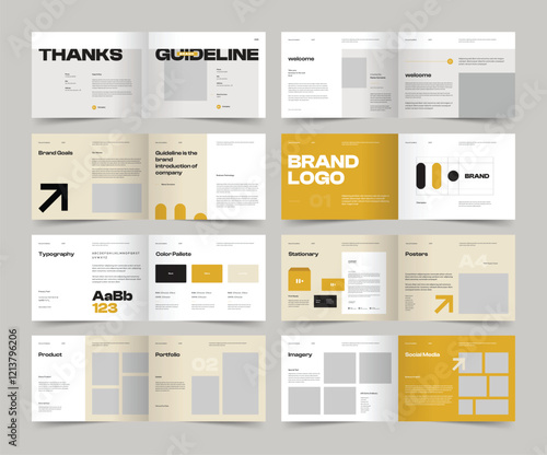 Landscape Brand Guideline Layout, Minimalist Luxury Brand Guide Template