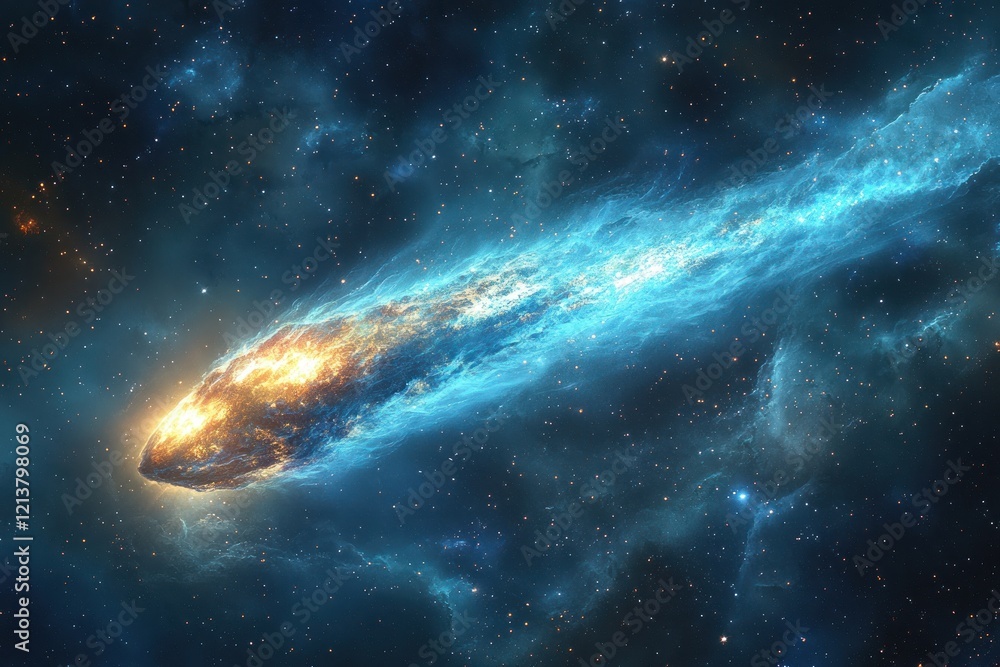 Fototapeta premium Comet traversing vibrant cosmic galactic background