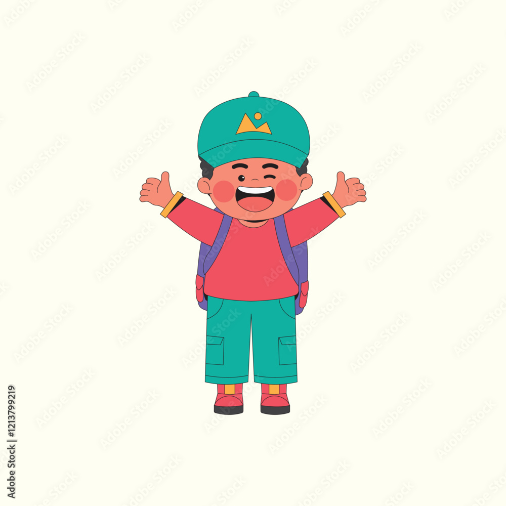 Cute boy with hat cartoon icon illustration Cute boy with hat cartoon icon illustration