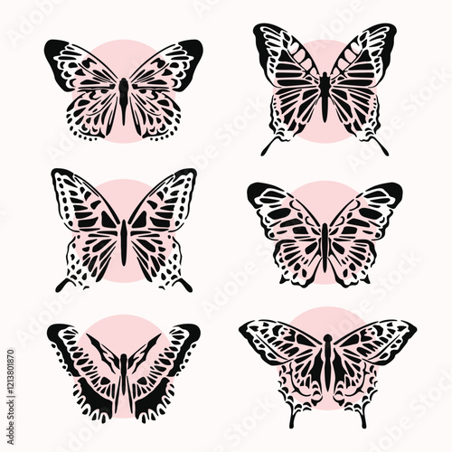 Set of stencil butterfly vector