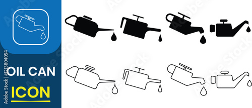 Set of Oil can icon. Lubrication,  Petrol, Car engine motor oil and automotive liquids symbol collection set. Vector illustration.