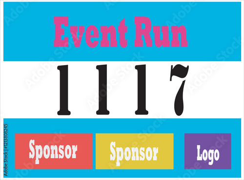 Blue colored marathon number bib isolated on white