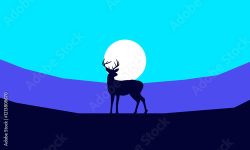 Natural Landscape, Deer standing under the sun