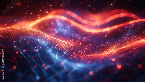 Abstract background with glowing digital cables and wires