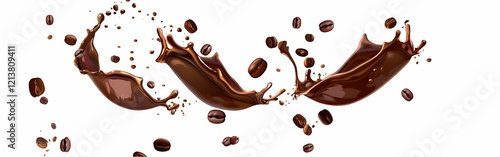 chocolate coffee splashes on white background,generative ai