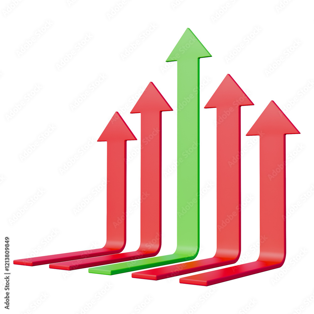 Graph with arrows business success 3d illustration