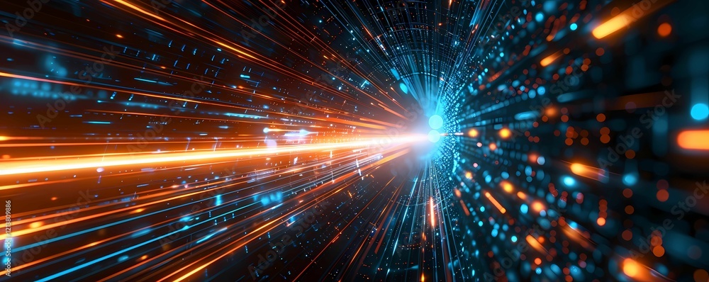 Fototapeta premium Abstract background with blue and orange light rays