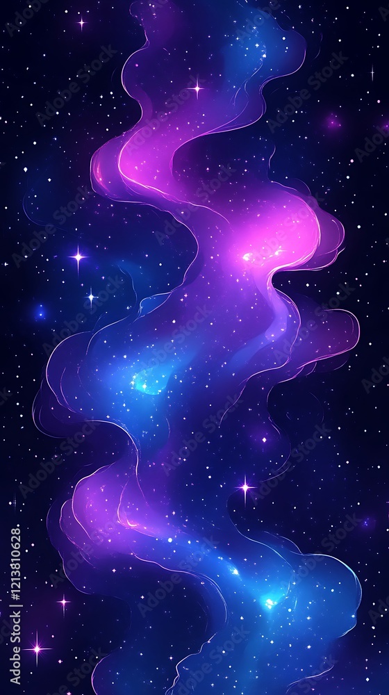 Abstract cosmic nebula with glowing gas and stars. Abstract cosmic nebula with glowing gas and stars.