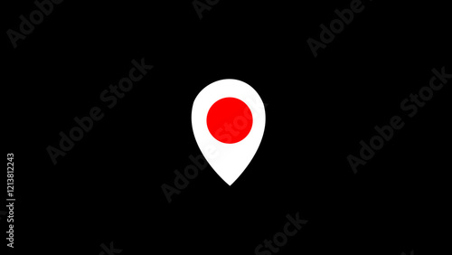 Free Download Looping  white map location pin bouncing on black background. Pin symbol Indicates the location of the GPS map. - GFXLoad