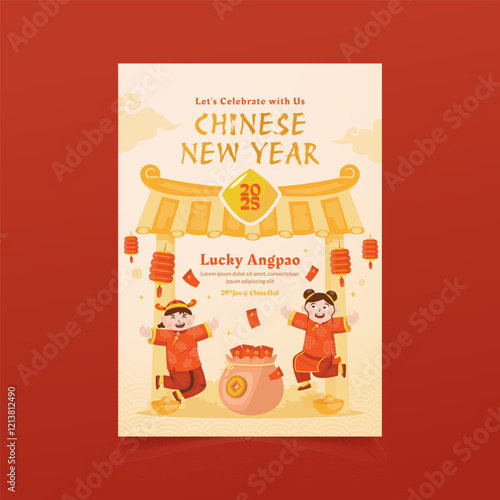 Lucky angpao festival of Chinese new year on poster template