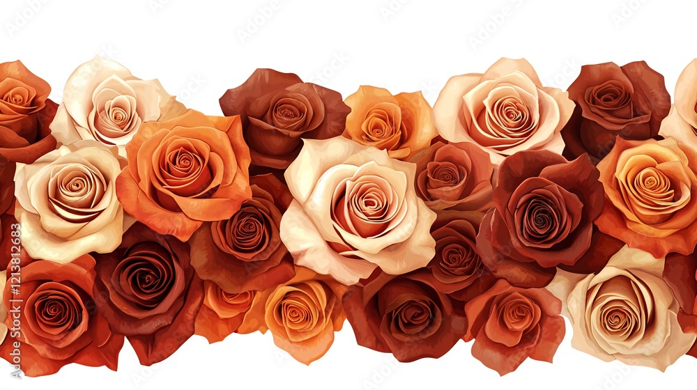 Autumnal rose border; floral design, wedding invitation Autumnal rose border; floral design, wedding invitation