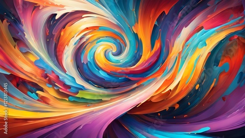 Wallpaper Mural Abstract vibrant swirling paint texture in a spiral pattern with a mix of orange, blue, purple and red colors. Torontodigital.ca