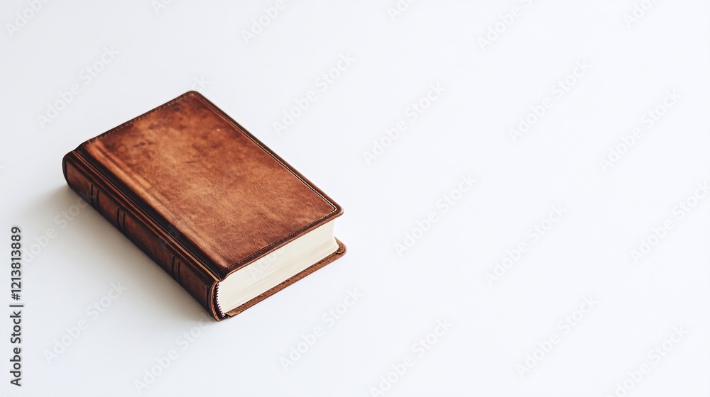 Leather-bound book on white background. Generative ai Leather-bound book on white background. Generative ai