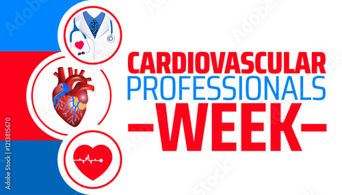 Cardiovascular Professionals Week background banner or poster design template. observed every year in February. Holiday concept. Use to any Template, card, poster, placard, template.