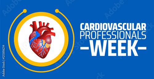 Cardiovascular Professionals Week background banner or poster design template. observed every year in February. Holiday concept. Use to any Template, card, poster, placard, template.