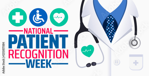 National Patient Recognition Week background banner or poster design template. observed every year in February. Holiday concept. Use to any Template, card, poster, placard, template.