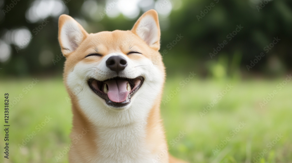 Shiba Inu Smiles: A heartwarming portrait of a Shiba Inu dog with a wide, toothy grin, capturing its playful and affectionate nature. Shiba Inu Smiles: A heartwarming portrait of a Shiba Inu dog with a wide, toothy grin, capturing its playful and affectionate nature.
