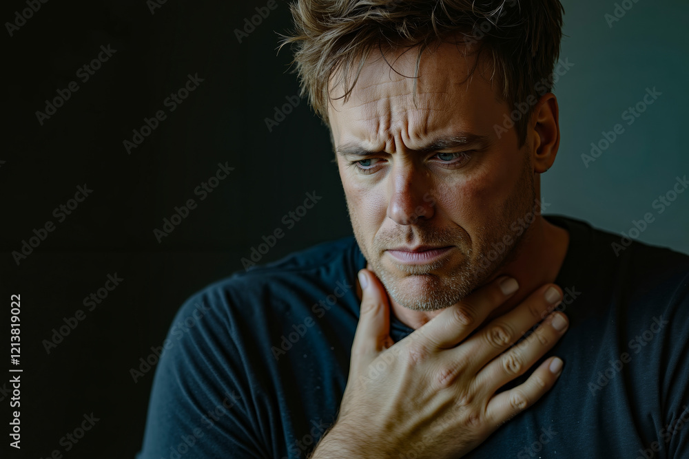 A man holding his chest in pain A man holding his chest in pain
