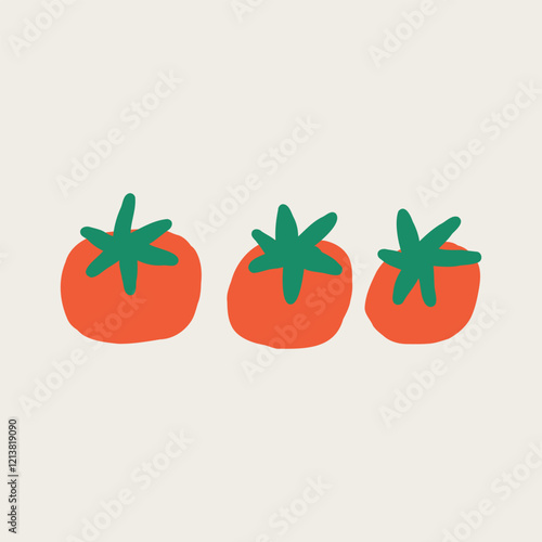 Set Little Various Tomato Cherry. Vegetable Pomodoro Collection. Hand Drawn Bold Vector Isolated Illustration