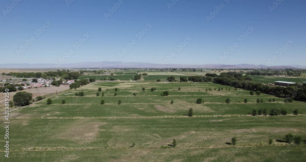 Plain Nature Landscape Near Fallon Countryside Residentials In Nevada, USA. Aerial Drone Shot