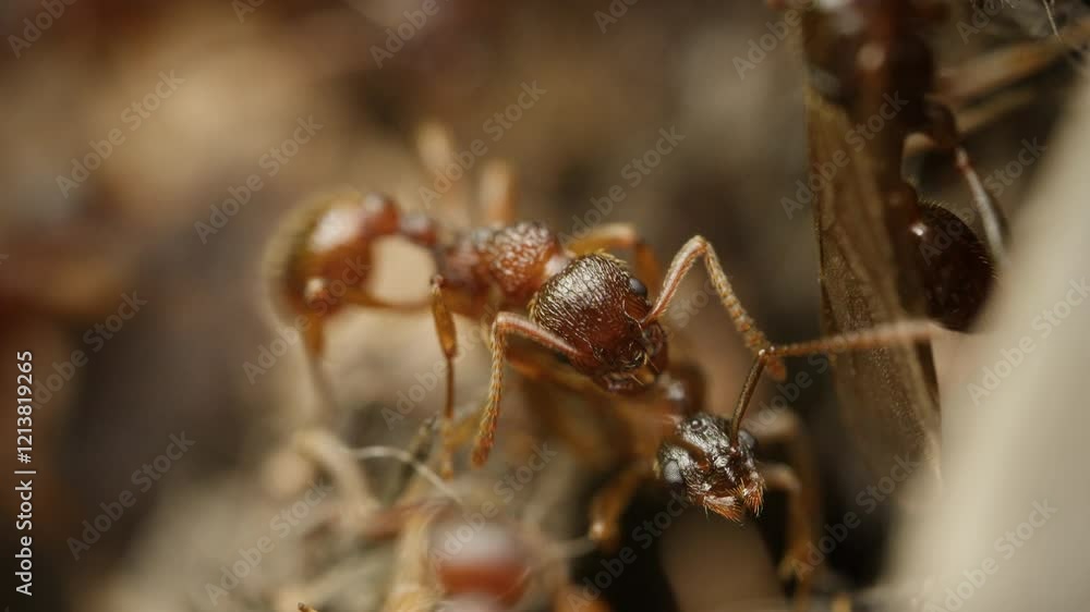 Common red ants (Myrmica rubra) macro close up Common red ants (Myrmica rubra) macro close up