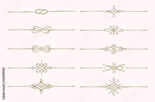 Vector set of elegant line art border ornament