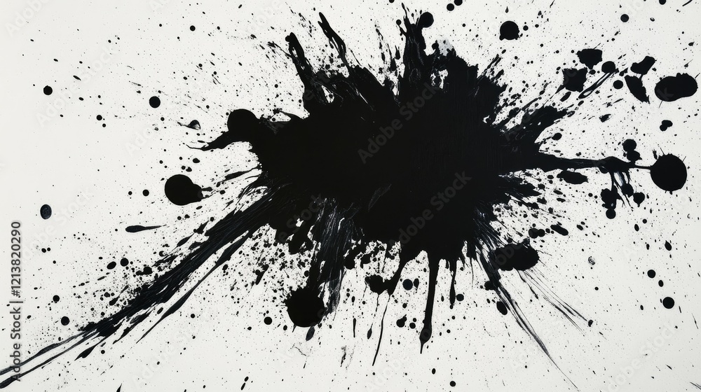 Abstract Black Paint Splash on White Background for Artistic Design Abstract Black Paint Splash on White Background for Artistic Design