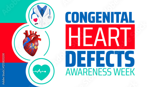 Congenital Heart Defects Awareness Week background banner or poster design template. observed every year in February. Holiday concept. Use to any Template, card, poster, placard, template.