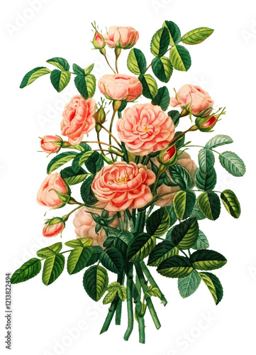 Hand drawn plants and flowers transparent background