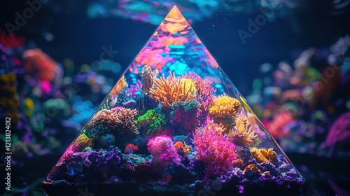 Vibrant Underwater Pyramid: A Jewel of the Ocean Depths photo