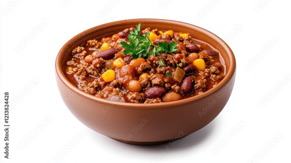 Hearty Beef Chili with Beans and Corn in Rustic Bowl, Classic Comfort Food, Autumn and Winter Cuisine Hearty Beef Chili with Beans and Corn in Rustic Bowl, Classic Comfort Food, Autumn and Winter Cuisine