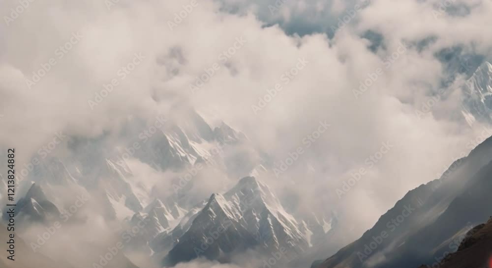 Pakistan's Karakoram Mountains are shrouded in low clouds on a clear day Pakistan's Karakoram Mountains are shrouded in low clouds on a clear day